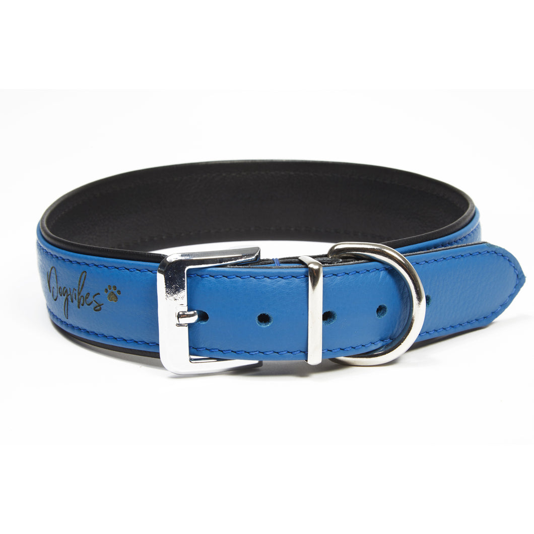 Dogvibes- Das Lederhalsband in der Farbe Carribien Blue